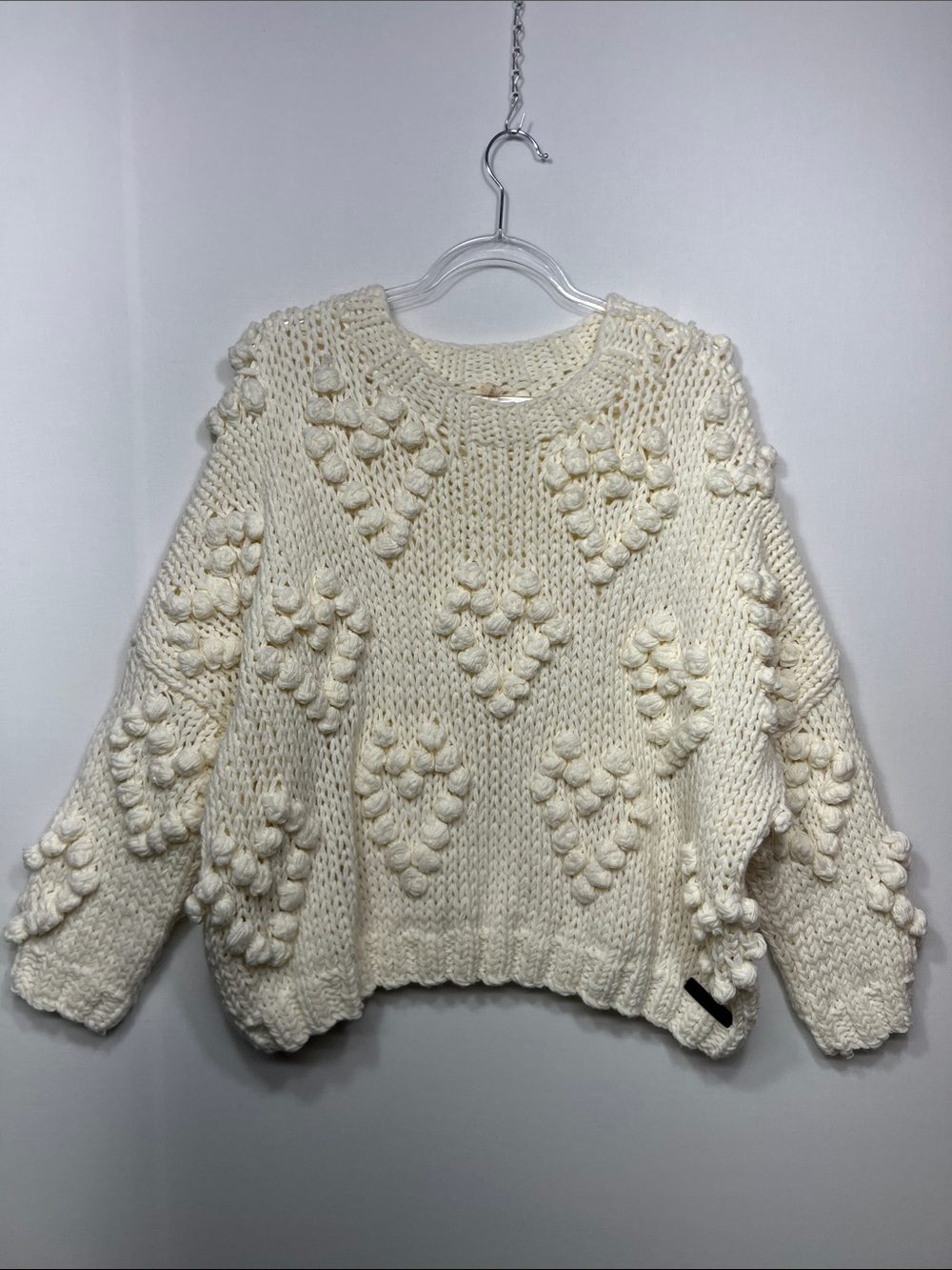 Wishlist Cream Chunky Bobble Knit Crewneck Sweater